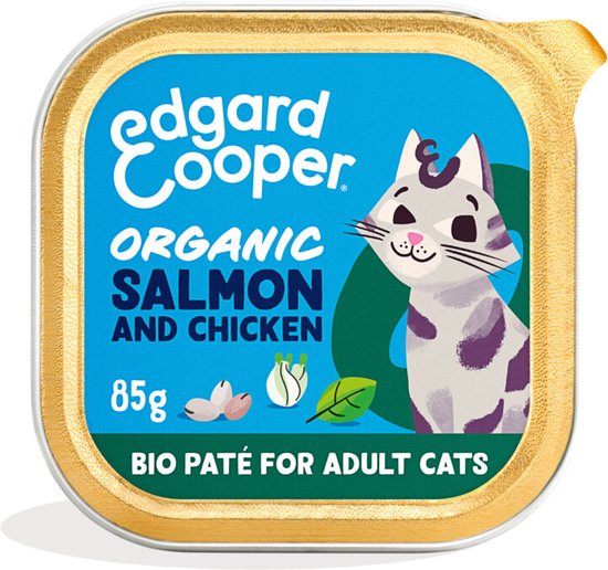 16x Edgard & Cooper Kattenvoer Adult Pate Zalm - Kip 85 gr