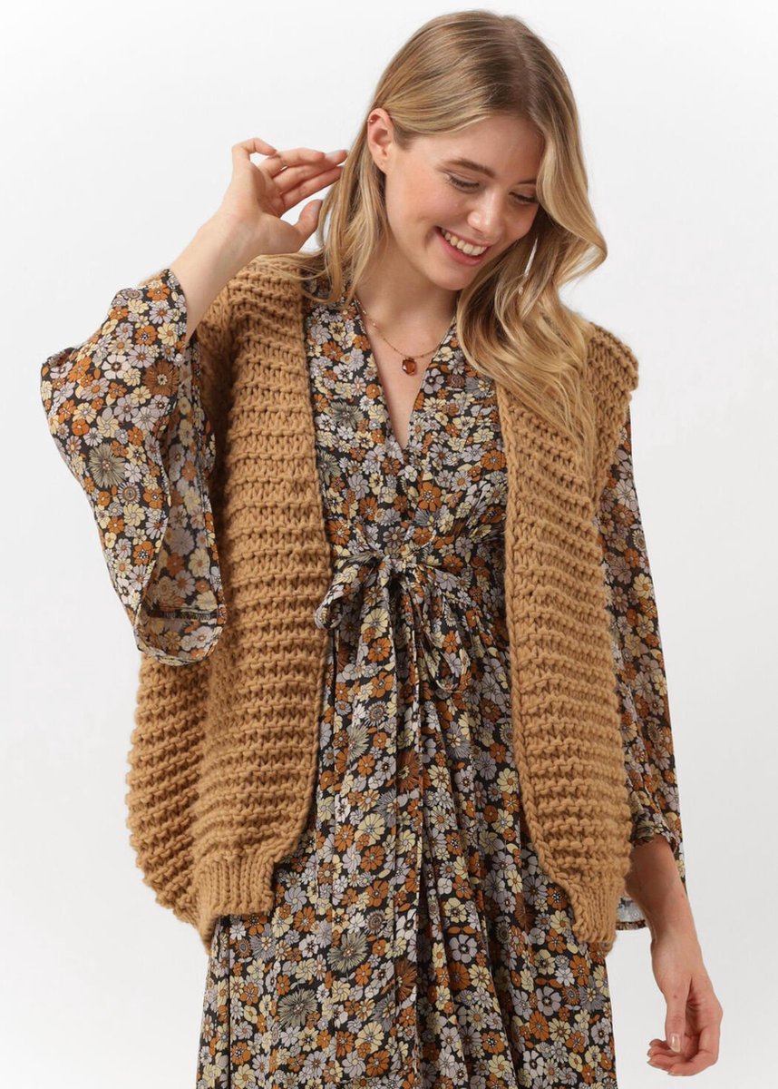 Notre-V Knit Gilet Blazers Dames - Camel - Maat ONESIZE