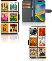 Telefoonhoesje iPhone 14 Plus Flipcover Design Postzegels