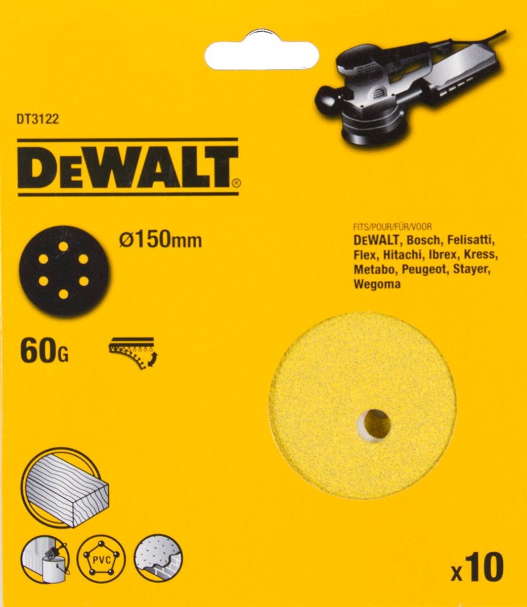 DeWALT DT3122 P60 Schuurschijf 150mm VE=10