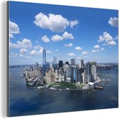 Wanddecoratie Metaal - Aluminium Schilderij Industrieel - New York - Manhattan - Skyline - 160x120 cm - Dibond - Foto op aluminium - Industriële muurdecoratie - Voor de woonkamer/slaapkamer