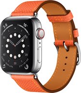 By Qubix Lederen bandje - Oranje - Geschikt voor Apple Watch 42mm - 44mm - 45mm - Ultra - 49mm - Compatible Apple watch bandje - smartwatch bandje