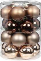60x stuks glazen kerstballen elegant bruin mix 6 cm glans en mat - Kerstboomversiering/kerstversiering