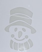 Kerst raamsjablonen sneeuwpop gezicht/hoofd plaatjes 35 cm - Raamdecoratie Kerst - Sneeuwspray sjabloon