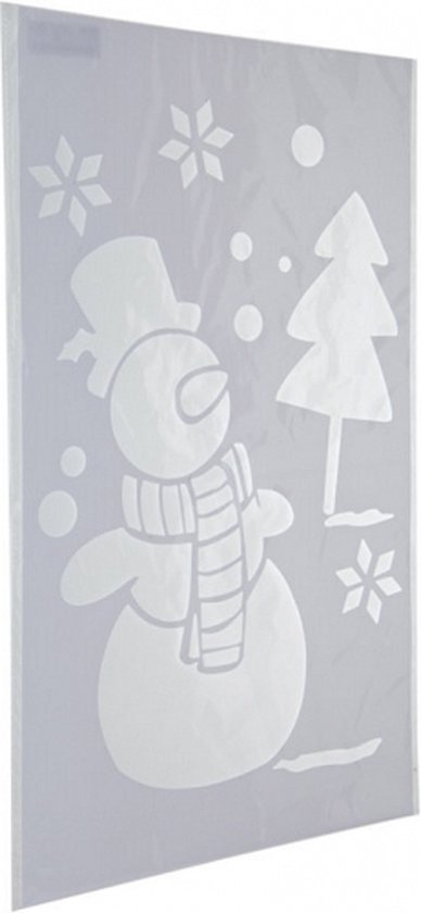 Kerst raamsjablonen sneeuwpop plaatjes 54 cm - Raamdecoratie Kerst - Sneeuwspray sjabloon