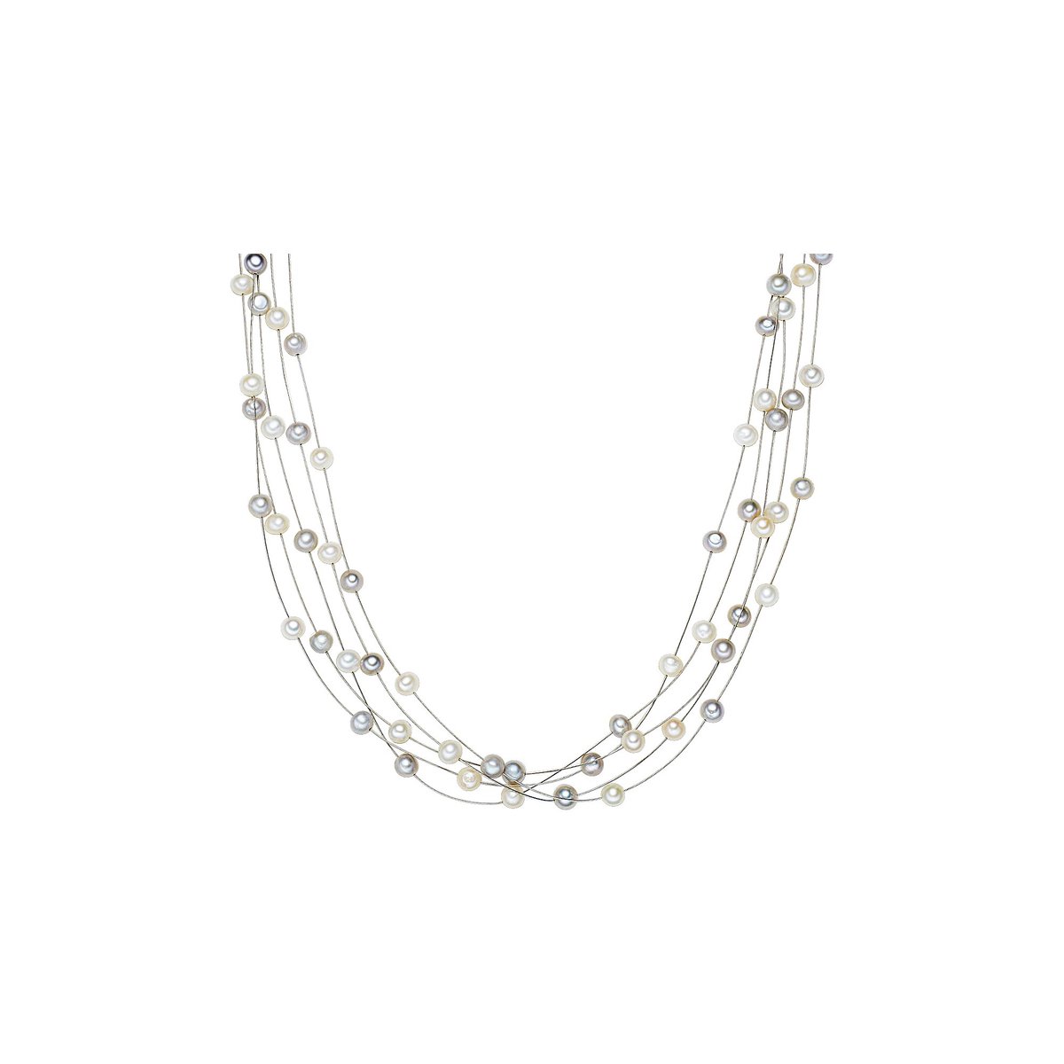 Valero Pearls Valero Pearls Parel ketting zilverkleurig Gekweekte zoetwaterparels wit