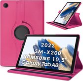 Hoes Geschikt voor Samsung Galaxy Tab A8 hoes – Hoes Geschikt voor Samsung Galaxy Tab A8 (2021 / 2022) hoes – 360° draaibaar tablethoes – Pink