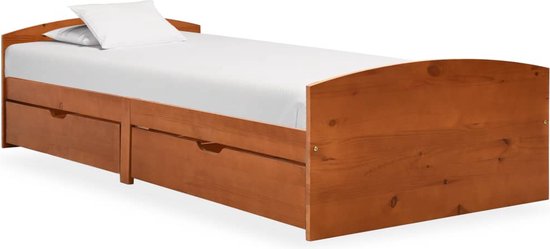 Bedframe met lades massief grenenhout wit 90x200 cm kopen