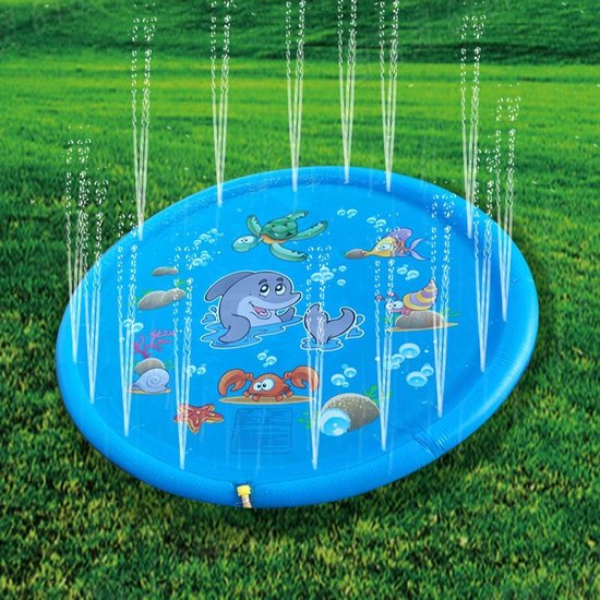 Buxibo - Water Speelmat met Fonteintjes - Zee 170cm - Aqua Mat - Opblaasbaar - Water Speelkleed - Buxibo