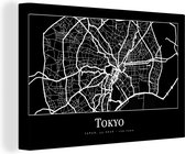 Canvas Schilderij Kaart - Tokio - Stadskaart - Plattegrond - Tokyo - 90x60 cm - Wanddecoratie