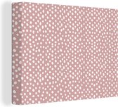 Tableau sur toile Rose - Points - Wit - Motifs - 80x60 cm - Décoration murale