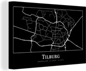 Canvas Schilderij Stadskaart - Tilburg - Plattegrond - Kaart - 30x20 cm - Wanddecoratie