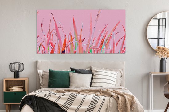 Toile Peinture Été - Plantes - Pastel - 160x80 cm - Décoration murale