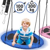 GoodVibes - Nestschommel voor Buiten/Binnen - Maximale Belasting 300kg - Diameter 100cm - Ronde schommel - Bordschommel - Tuinschommel - Hangschommel - Schommel voor meerdere kinderen - Blauw