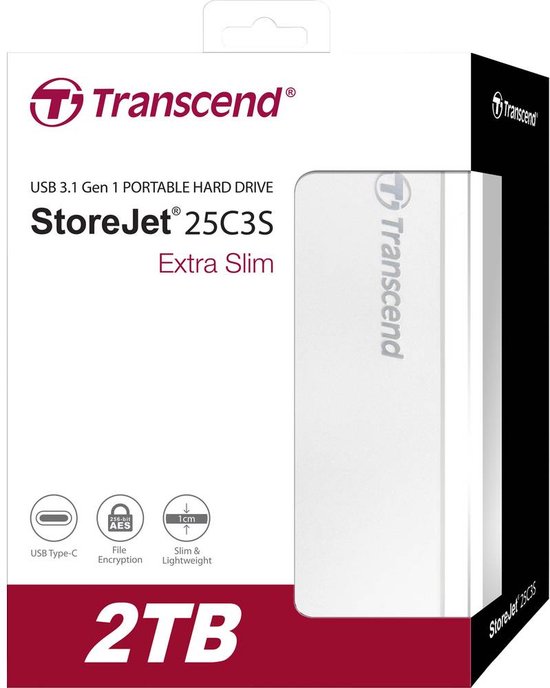 Transcend StoreJet 25C3S – 2 TB Externe harde schijf (2,5 inch) – USB-C TS2TSJ25C3S — afbeelding 4