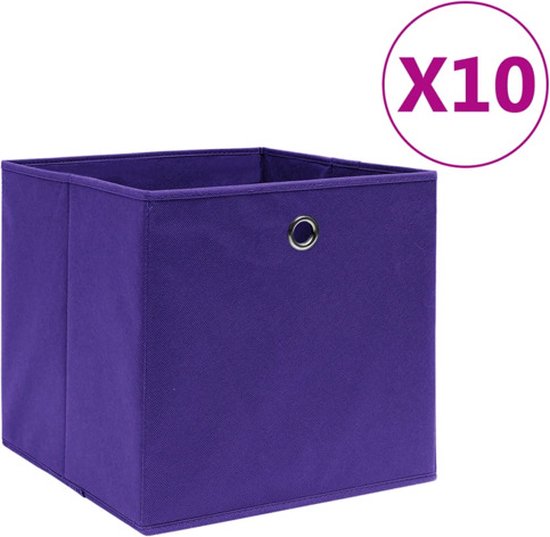 vidaXL Opbergboxen 10 st 28x28x28 cm nonwoven stof blauw