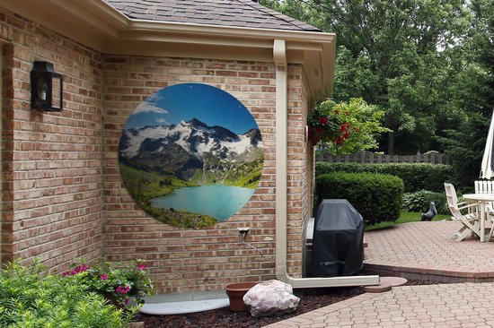 Garden Circle Snow - Berg - Water - 120x120 - Affiche de Jardin Ronde - Extérieur