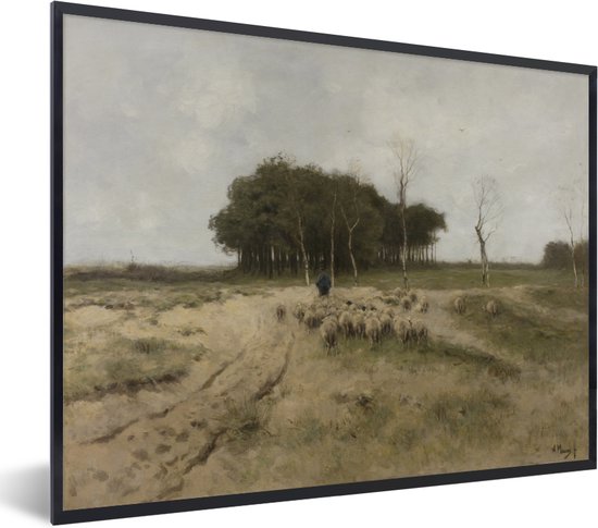 Fotolijst incl. Poster - Heide bij Laren - Schilderij van Anton Mauve - 80x60 cm - Posterlijst