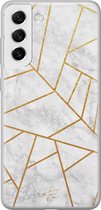 Hoesje geschikt voor Samsung Galaxy S21 FE - Geometrisch marmer - Soft Case - TPU - Print - Grijs - Mooie Telefoonhoesjes