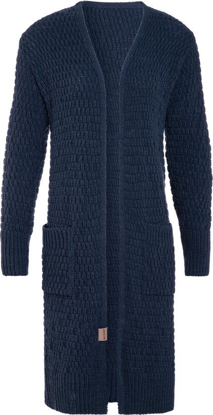 Knit Factory Jaida Long Knitted Cardigan Femme - Jeans - 36/38 - Avec poches latérales