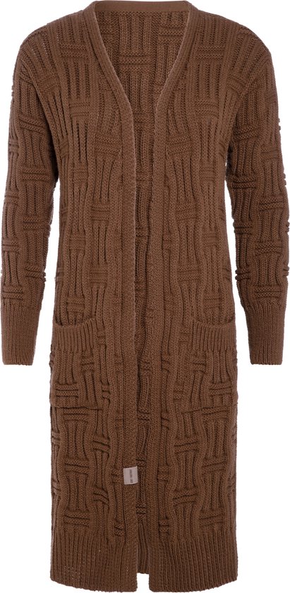 Knit Factory Bobby Long Knitted Cardigan Femme - Tabac - 36/38 - Avec poches latérales