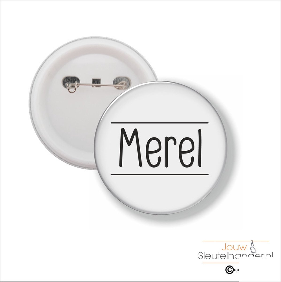 Button Met Speld 58 MM - Merel