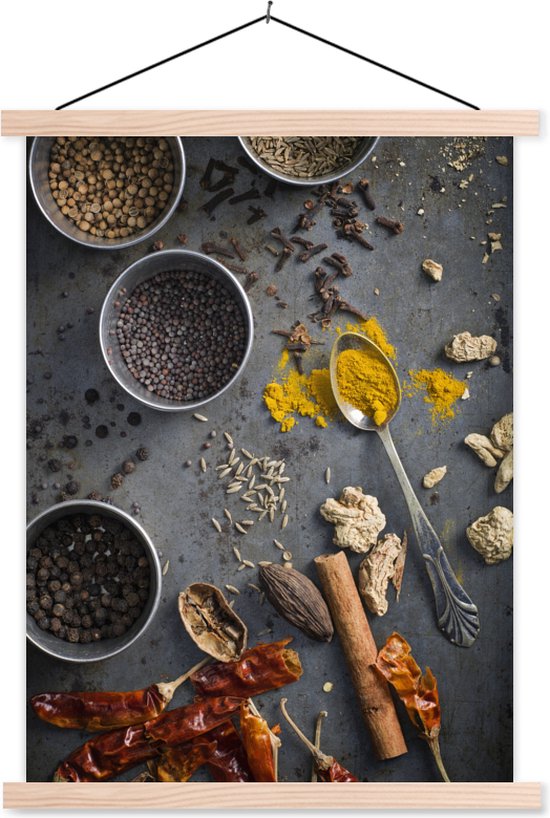 Herbes sur fond gris affiche textielposter lattes vierges 60x80 cm - Tirage photo sur plaque école (décoration murale salon / chambre)