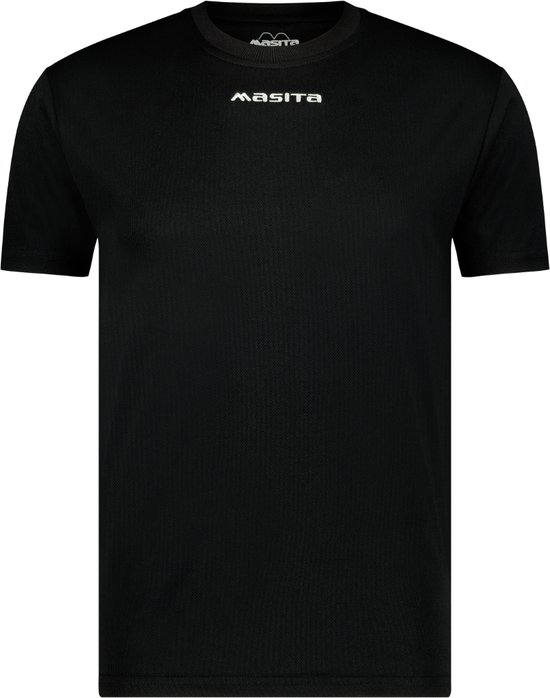 Masita | Active Sportshirt Dames Korte Mouw - Unisex  - Sneldrogend Sportshirt Heren - Licht Stevig Materiaal - BLACK - S