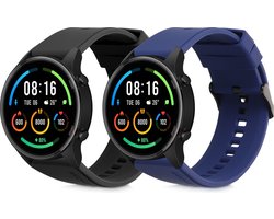 kwmobile 2x horlogebandjes geschikt voor Xiaomi Watch S4/S4 Sport/S3/S2/Watch S1 Active/Redmi Watch 5 Active bandje - Smartwatch bandjes van TPU - Activity tracker horloge band in zwart / donkerblauw