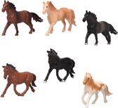 6x Plastic paarden speelgoed figuren 13,5 cm voor kinderen - Speelgoeddieren - Speelgoedfiguren - Dieren speelset paardjes