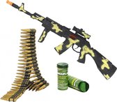 Soldaten/militairen camouflage geweer 59 cm met kogelriem - Met Army kleuren schmink stift volwassenen