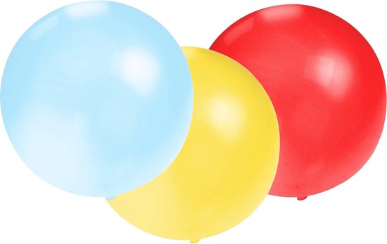 Bellatio Decorations 24x groot formaat ballonnen rood/blauw/yellow met diameter 60 cm