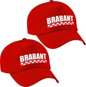 2x stuks Brabant cap/pet rood voor dames en heren - Carnaval baseball cap