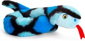 Pluche knuffel dieren kleine opgerolde slang blauw 65 cm - Knuffelbeesten reptietel speelgoed