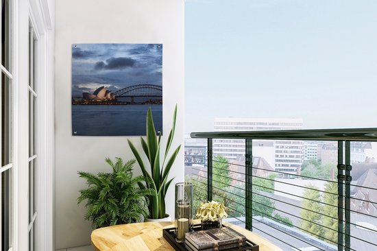 Posters de jardin Opéra de Sydney et Sydney Harbour Bridge en Australie - 50x50 cm - Toile de jardin - Affiche d'extérieur