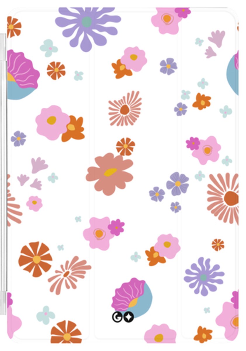 Smartcover geschikt voor Apple Ipad Mini 2021 - Standaard en bescherming - met magneten - Natuurcollectie - Hippie Flowers - Regenboog