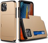 Mobiq - Hybrid Card iPhone 14 Plus Hoesje met Pashouder - goud