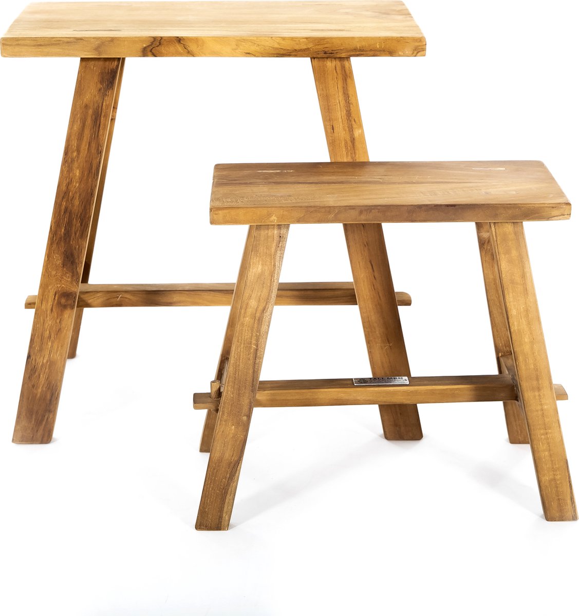 Tall Men Standing | Ganesja Teakhouten krukken | set van twee - 1 groot , 1 klein | Handgemaakt