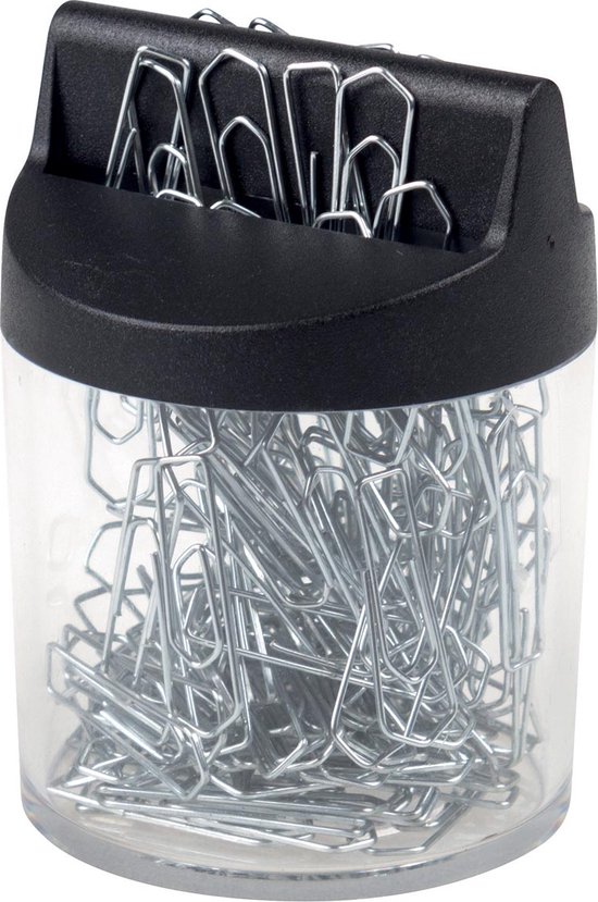 Westcott Paperclips, 1200 stuks, voorraadverpakking, papierklemmen, 26 mm, praktische kunststof doos, verzinkt, voor kantoor en huishouden, E-10643 00
