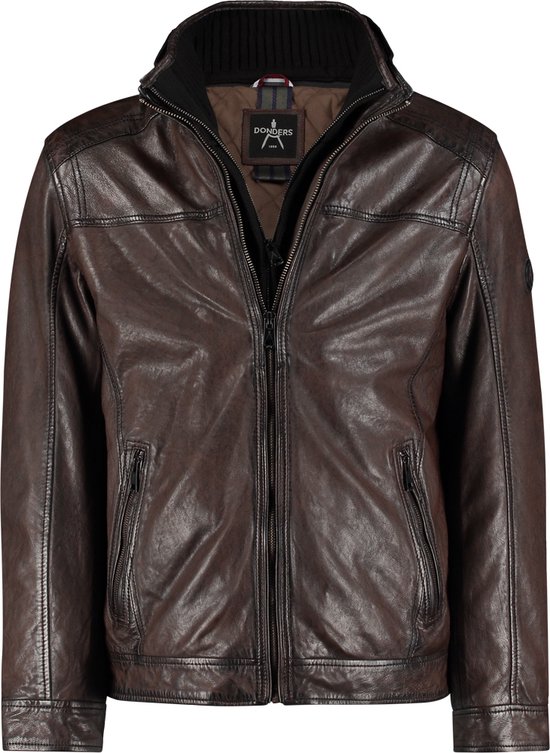 strip flauw Merchandiser DNR Jas Leather Jacket 52252 Tabacco 550 Mannen Maat - 50 | bol.com