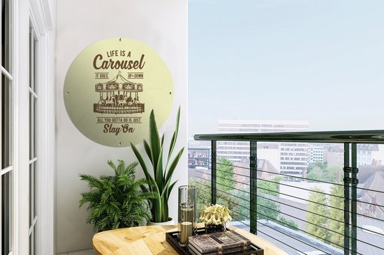 Garden Circle Carousel - Citations - Vintage - 60x60 cm - Affiche Ronde de Jardin - Extérieur