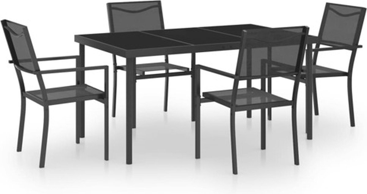 Vidaxl Eethoek Voor Buiten Antraciet Tuintafel En Stoel