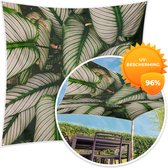 MuchoWow® - Schaduwdoek - Bladeren - Planten - Wit - 96% UV-bestendig - Hoogwaardig polyester - Zonnedoek - Weerbestendig - Tuin - Tarp - 300x300 cm
