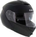 Matzwarte systeemhelm van CLAW met een helder vizier en ventilatieopeningen bovenop.