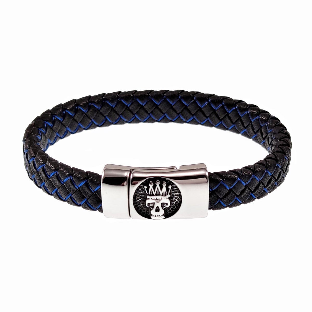 Bracelet Cuir tressé Perles de Pierre de Lave Homme Femme Acier 316L