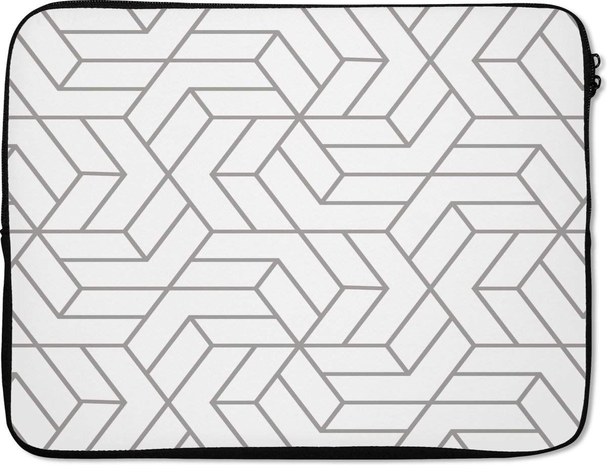 Laptophoes - Laptoptas - Patronen - Design - Zwart - Wit - Geometrie - 15 6 Inch - Laptopsleeve - Laptop