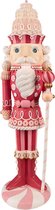 Clayre & Eef Décoration de Noël Casse-Noisette 56 cm Rose Wit Figurine Décorative en Plastique Accessoires de vêtements pour bébé de Décoration Accessoires Accessoires de maison
