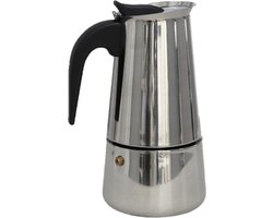 Zilveren percolator / espresso koffie apparaat voor 9 kopjes RVS - Koffiezetapparaat - Koffiezetter voor camping/caravan - Cafetiere