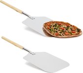 Relaxdays 2x Pizzaschep XL - metaal - pizzaspatel - broodschep - handvat - rechthoekig