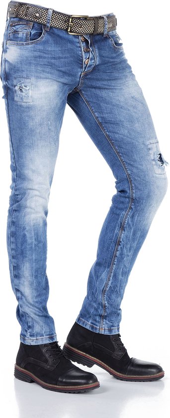 Cipo & Baxx Biker Jeans mit Gürtelschlaufen-Design